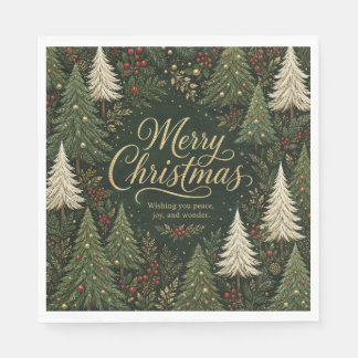 The Golden Yuletide Forest Napkin