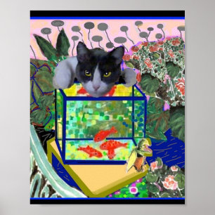 The Goldfish and Sheba Parody, Cat Art  Poster