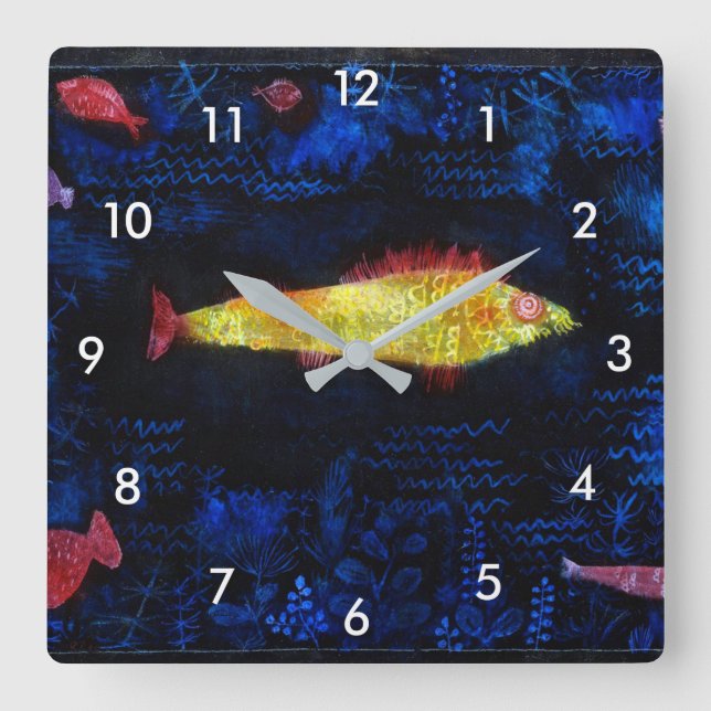 The Goldfish, Paul Klee Square Wall Clock (Front)