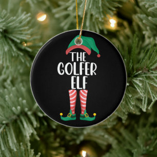 The Golfer Elf Golf Family Matching Christmas Ceramic Ornament