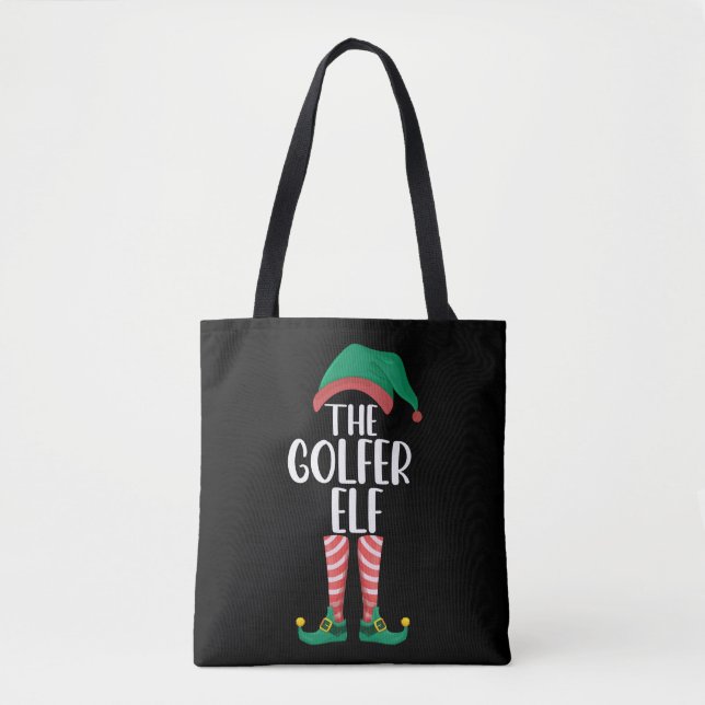 The Golfer Elf Golf Family Matching Christmas Tote Bag (Front)