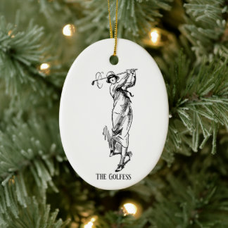 'The Golfess' Vintage Golf Lady Ceramic Ornament