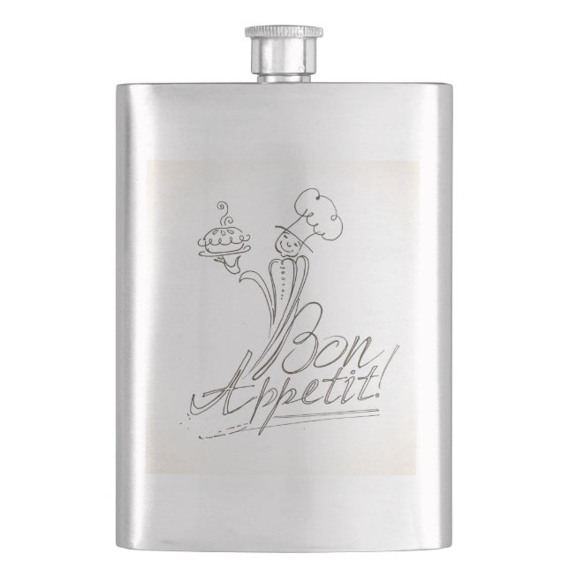 The Good Chef says Bon Appetit! Hip Flask (Front)