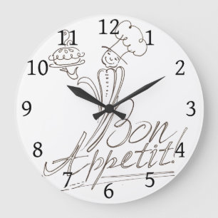 The Good Chef says Bon Appetit! Large Clock