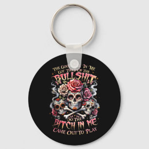 The Good Girl in Got Tired of The Bull Skull Rose Key Ring