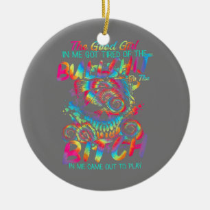 The Good Girl In Me Tattoo Skull Rose Ceramic Ornament