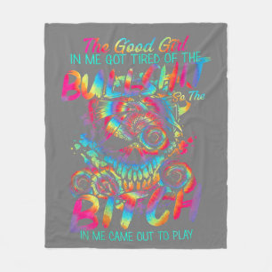 The Good Girl In Me Tattoo Skull Rose Fleece Blanket