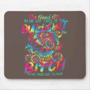 The Good Girl In Me Tattoo Skull Rose Mouse Pad