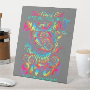 The Good Girl In Me Tattoo Skull Rose Pedestal Sign
