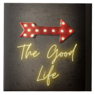 The Good Life Neon Arrow  Ceramic Tile