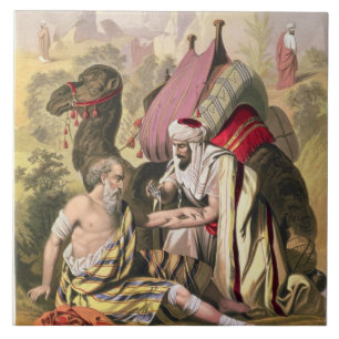 The Good Samaritan, from a bible printed by Edward Ceramic Tile