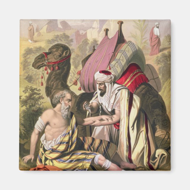 The Good Samaritan, from a bible printed by Edward Magnet (Front)