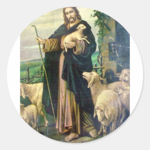 THE GOOD SHEPHERD 2 c. 1900 Classic Round Sticker