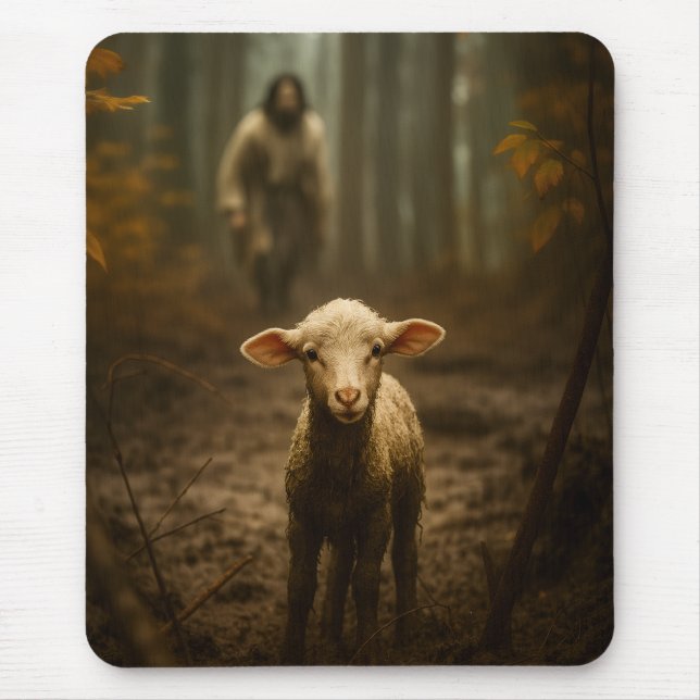The Good Shepherd and the Lost Lamb – Jesus & Lamb Mouse Pad (Front)