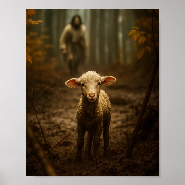The Good Shepherd and the Lost Lamb – Jesus & Lamb Poster (Front)