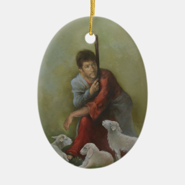 The Good Shepherd Ceramic Ornament (Front)