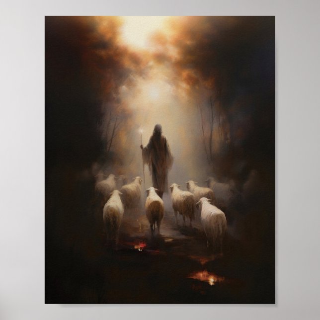 The Good Shepherd - Digital Sketch Jesus Poster (Front)
