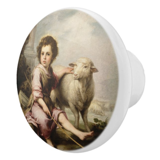 The Good Shepherd, Esteban Murillo  Ceramic Knob (Right)