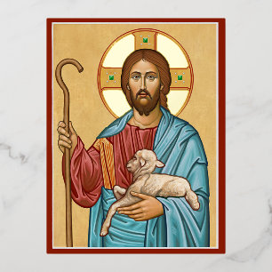 The Good Shepherd Foil Holiday Postcard