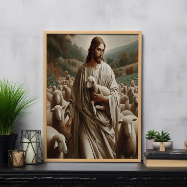 The Good Shepherd Holding A Lamb Poster (Creator Uploaded)