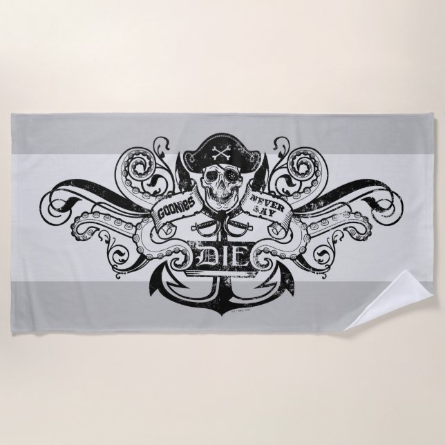 The Goonies "Never Say Die" Pirate Anchor Badge Beach Towel (Front)