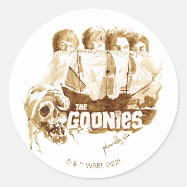 The Goonies Pirate Ship Watercolor Graphic Classic Round Sticker (Front)