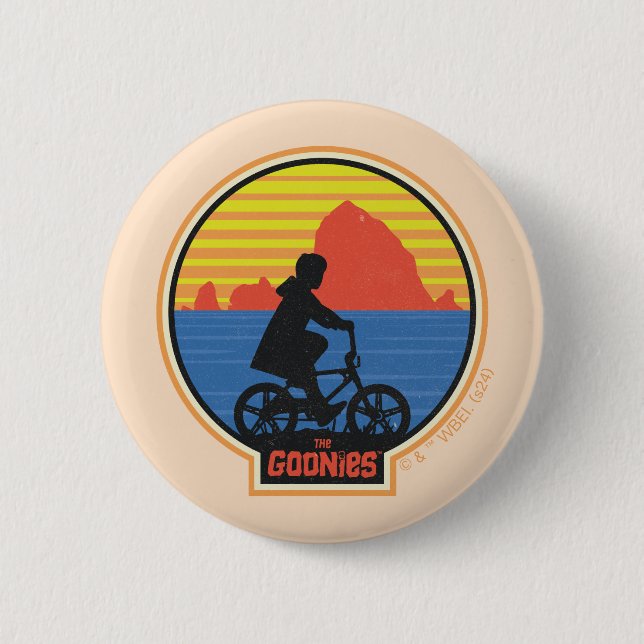 The Goonies Retro Mikey Riding Bike Graphic 6 Cm Round Badge (Front)