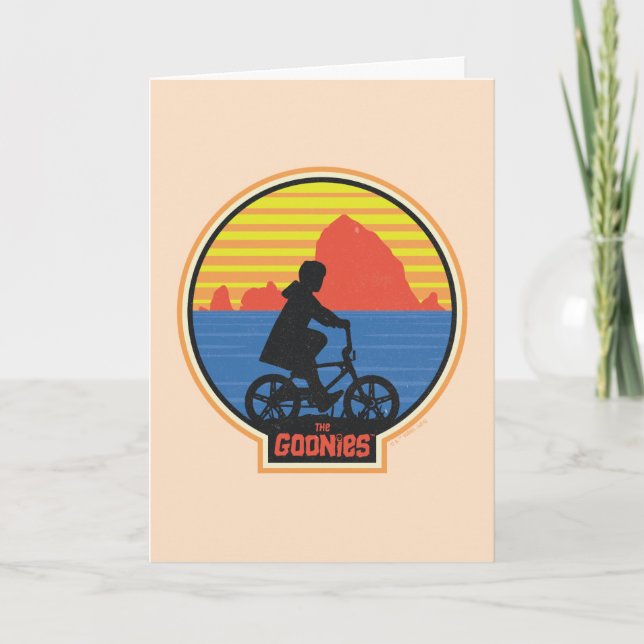 The Goonies Retro Mikey Riding Bike Graphic Card (Front)