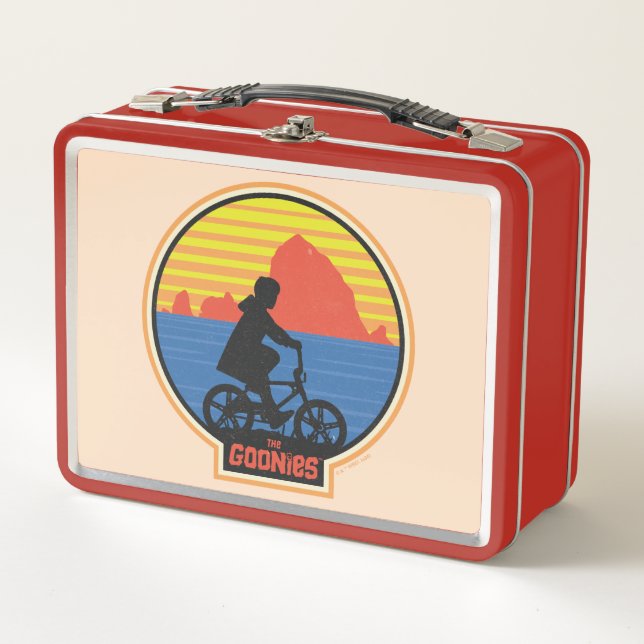 The Goonies Retro Mikey Riding Bike Graphic Metal Lunch Box (Front)