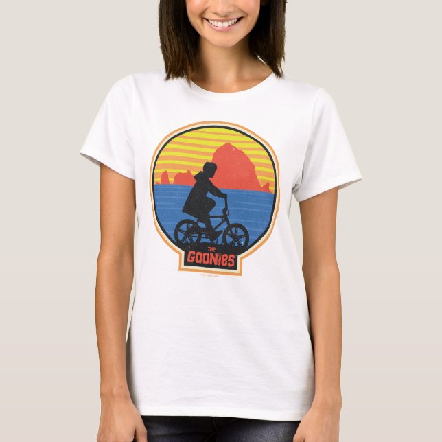The Goonies Retro Mikey Riding Bike Graphic T-Shirt (Front)