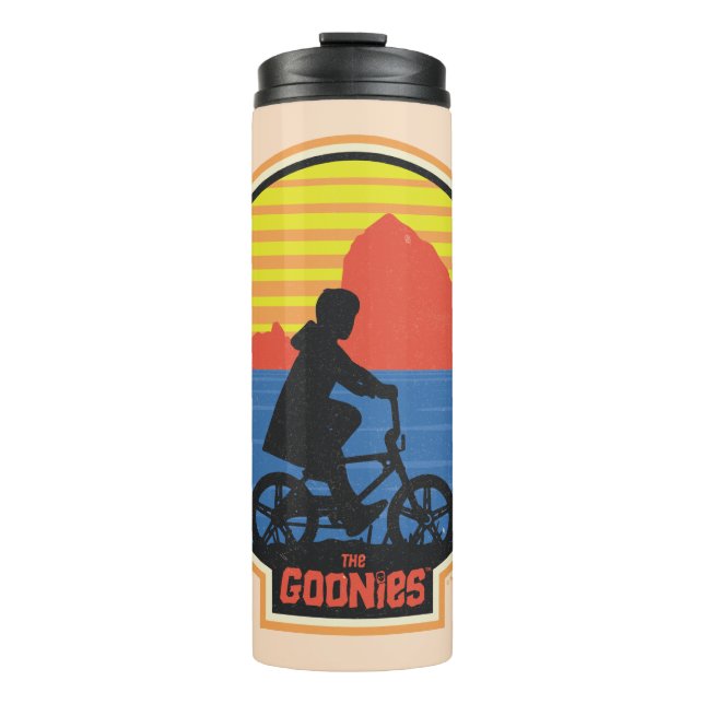 The Goonies Retro Mikey Riding Bike Graphic Thermal Tumbler (Front)