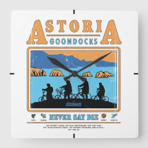 The Goonies Silhouettes Over Astoria Goondocks Square Wall Clock