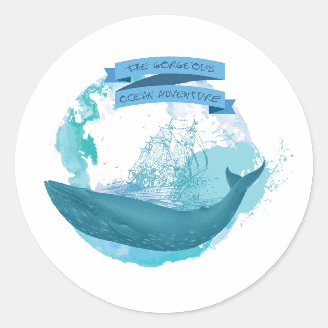 The Gorgeous Ocean Adventure Theme Classic Round Sticker (Front)