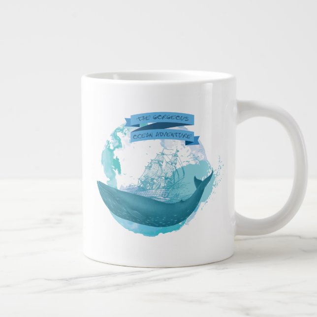 The Gorgeous Ocean Adventure Theme Large Coffee Mug (Right)