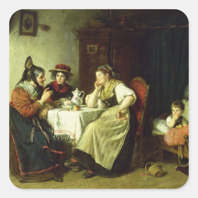 The Gossips, 1887 Square Sticker (Front)