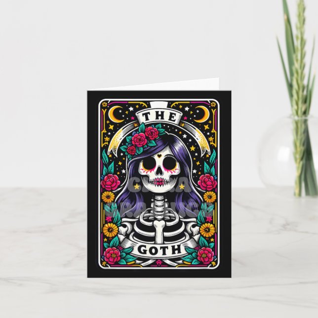 The Goth Funny Tarot Card Sarcastic Skeleton Skull (Front)