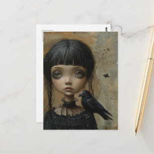 The Goth Girl with a Black Bird Postcard