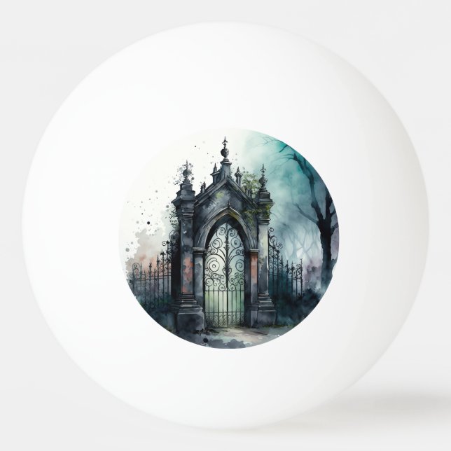 The Gothic Cemetery Gate Series Design 11 Ping Pong Ball (Front)