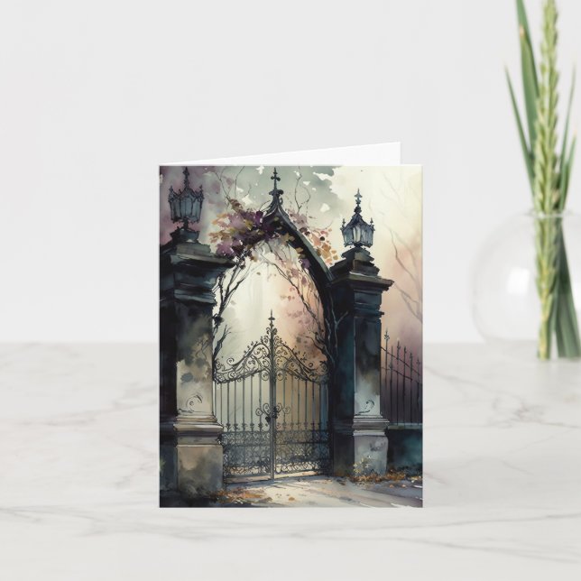 The Gothic Cemetery Gate Series Design 12 Invitation (Front)