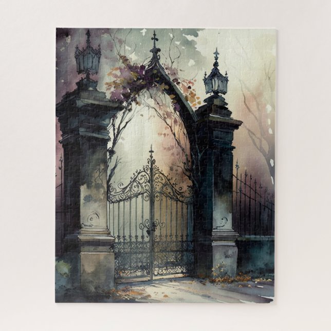 The Gothic Cemetery Gate Series Design 12 Jigsaw Puzzle (Vertical)