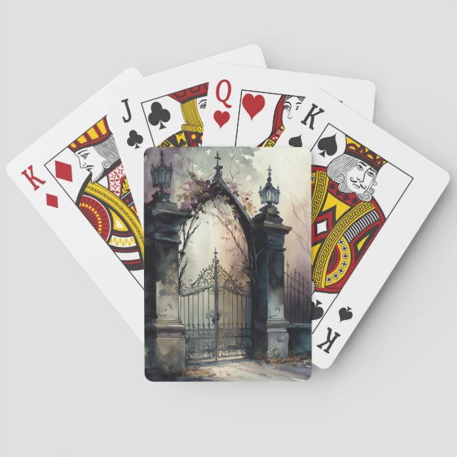 The Gothic Cemetery Gate Series Design 12 Playing Cards (Back)