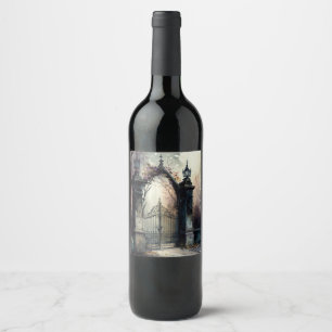 The Gothic Cemetery Gate Series Design 12 Wine Label