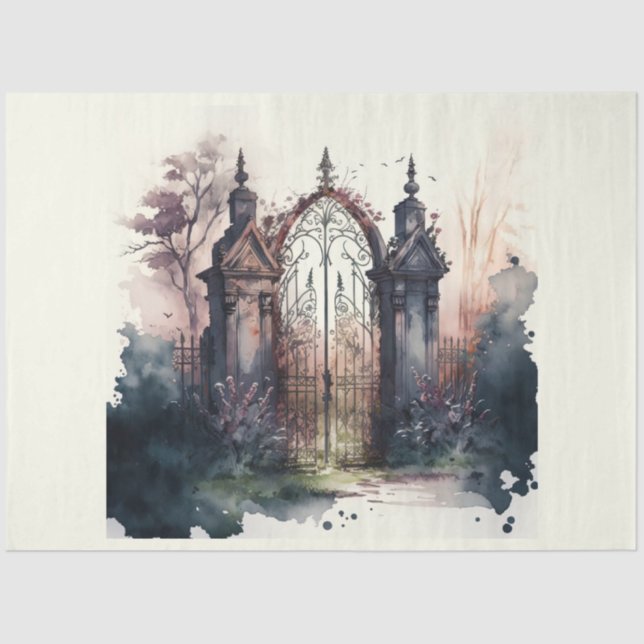 The Gothic Cemetery Gate Series Design 3 Tissue Paper (Front)