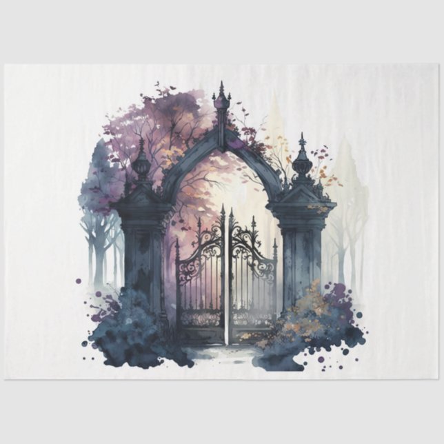 The Gothic Cemetery Gate Series Design 9 Tissue Paper (Front)
