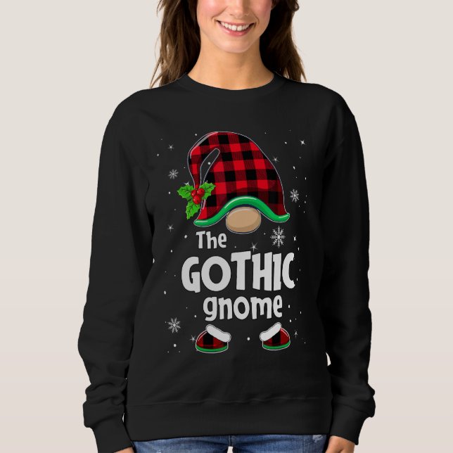 The Gothic Gnome Buffalo Plaid Christmas Matching  Sweatshirt (Front)