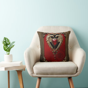 The gothic heart of fire and gold cushion