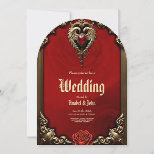 The gothic heart of fire and gold. invitation