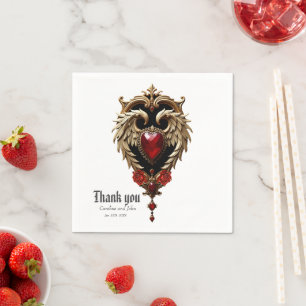 The gothic heart of fire and gold. napkin