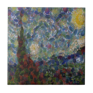 The Gourdy Night Starry Fine Art Spoof Ceramic Tile