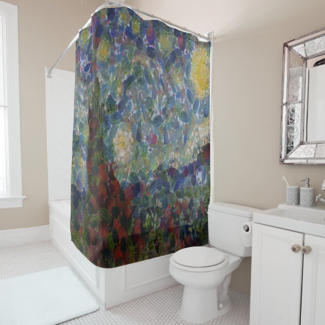 The Gourdy Night Starry Fine Art Spoof Shower Curtain (In Situ)